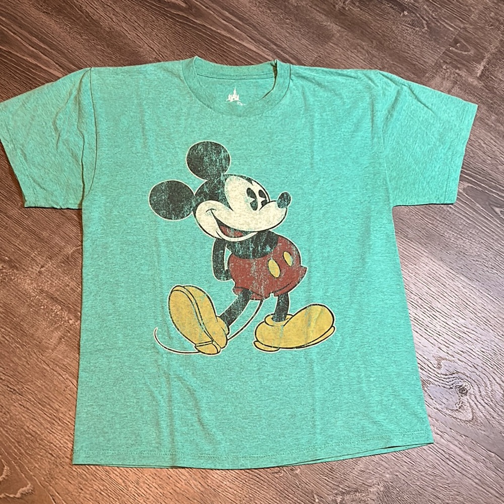 DISNEY Vintage style green Mickey Mouse classic T shirt medium